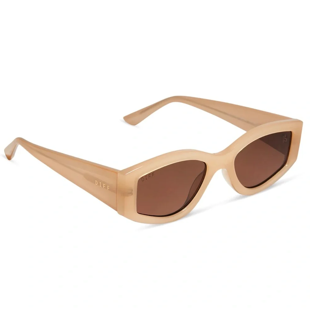 DIFF Kai Sunglasses Milky Nude Frame Brown Lenses Retro NIB